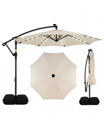Gouun 10 Feet Solar Led Offset Cantilever Market Umbrella
