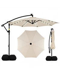 Gouun 10 Feet Solar Led Offset Cantilever Market Umbrella