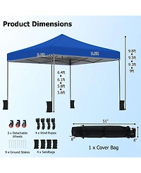 Gouun 9.5 x 9.5 feet Pop-Up Canopy Tent with Adjustable Heights and Wheeled Bag