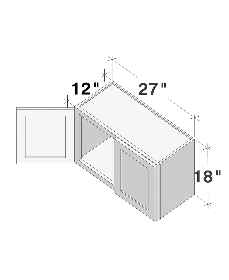 Boyel Living 27"x18" Double Door Short Wall Cabinet, Ready to Assemble Kitchen Cabinet with Solid Wood Frame, Soft-Close Slides and Hinge