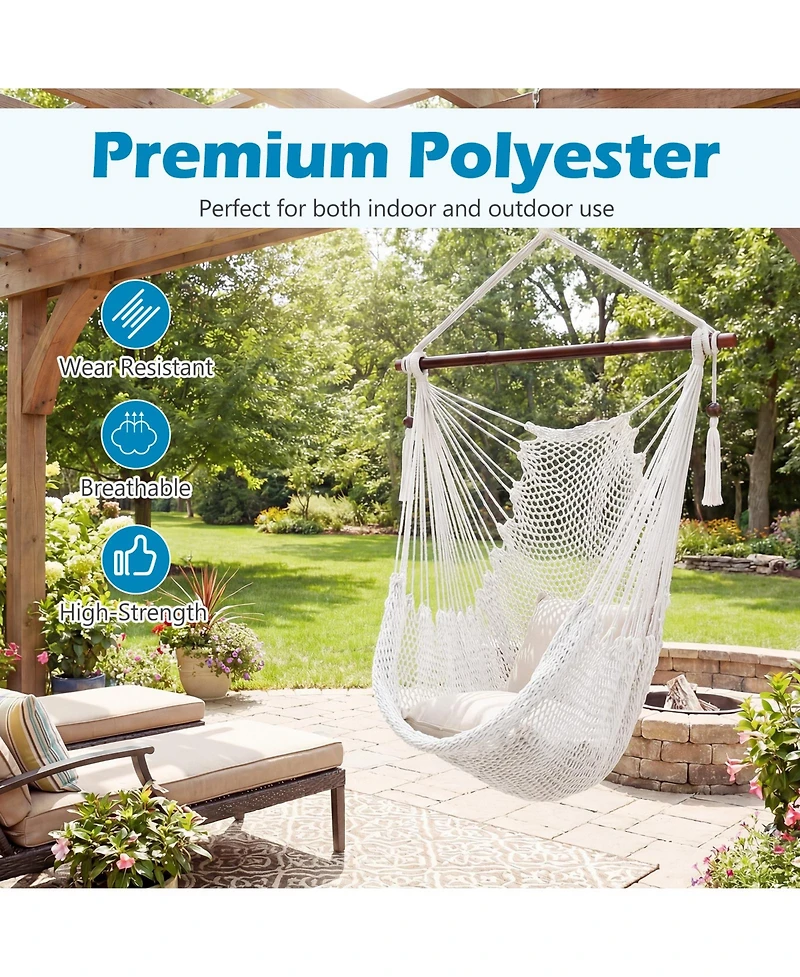 Gymax Caribbean Hammock Chair Large Soft-Spun Hanging Chair