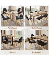 homfan Dining Chairs of 6, Pu Leather Upholstered Chairs with Wood Frame, Modern Armless Side Chairs for Dining, Kitchen