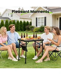 Piscifun Adjustable Height Folding Camping Table Portable Grill Prep Station With Mesh Storage