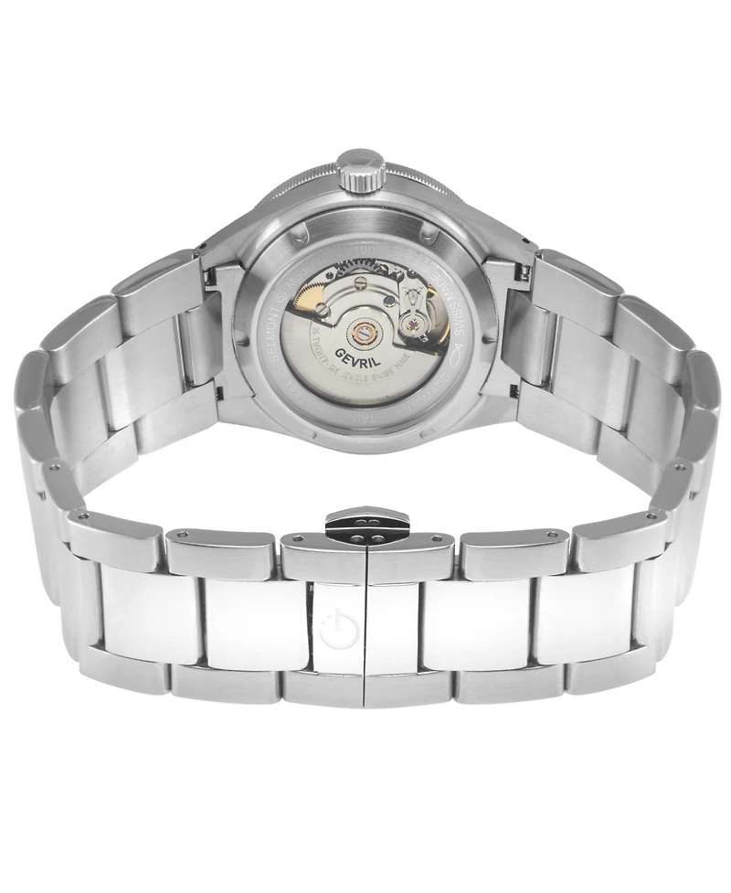 Gevril Men's Swiss Made Belmont Swiss Automatic Silver Stainless Steel Bracelet Watch