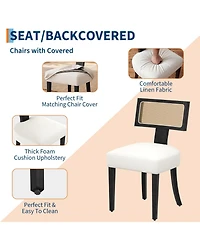 homfan Dining Chairs Set of 6, Mid Century Upholstered with Linen Fabric, Modern Armless Kitchen Wood Legs