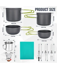 Piscifun 16 Piece Camping Cookware Mess Kit Lightweight Non Stick For Outdoor Hiking