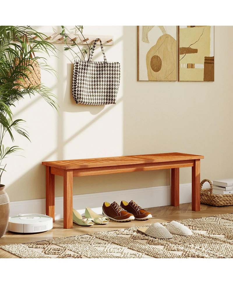 Gouun Solid Wood Weatherproof Bench 2-Person for Patio