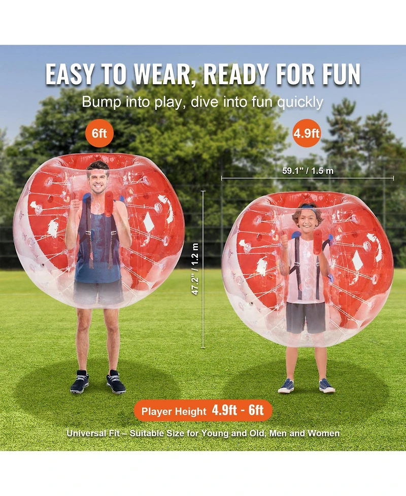 Hongge Inflatable Bumper Ball 5 ft Body Sumo Zorb Ball 0.8 mm Thick Pvc for Outdoor Team Games