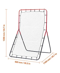 Hongge 3-Way Baseball and Softball Pitchback Rebounder Net 3 x 4.5 ft for Fielding and Throwing Practice