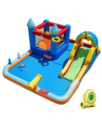 Hongge 193" x 142" x 83" Water Slide Bounce House with Climbing Wall, Supports 4 Children, Ages 3-12