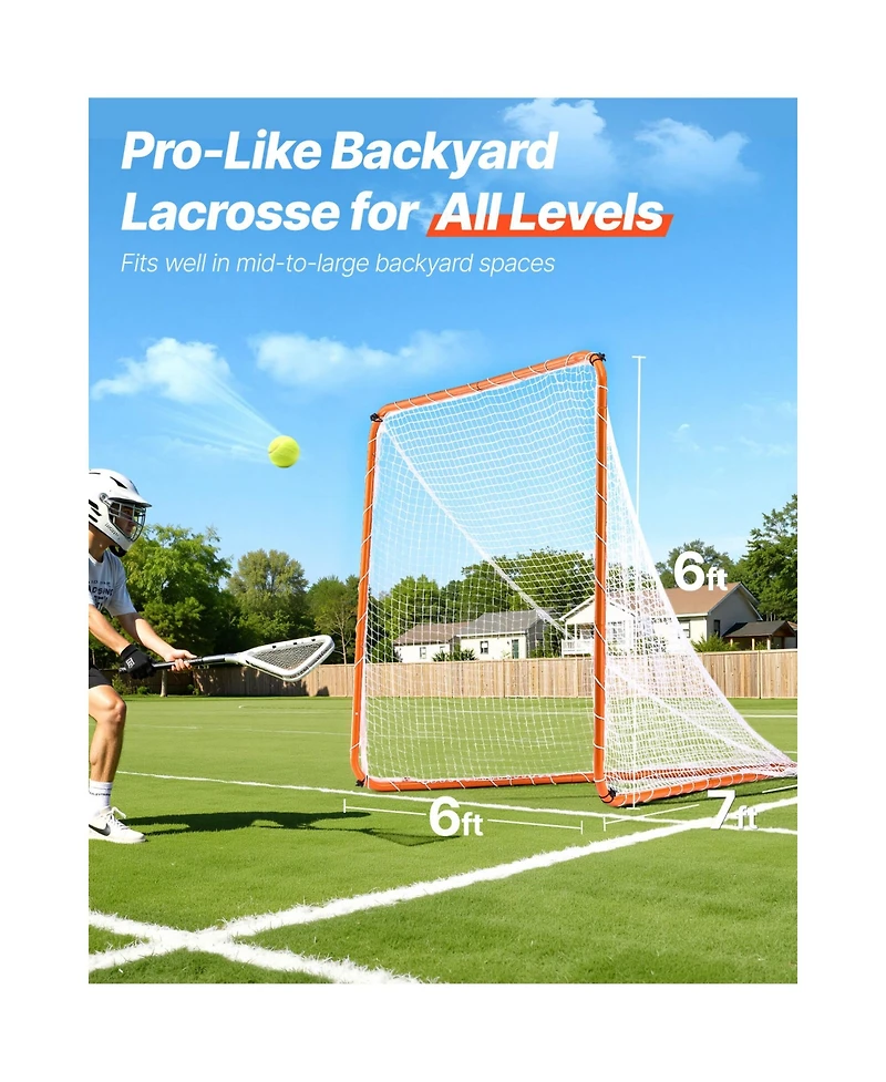 Hongge Portable 6 x 6 ft Lacrosse Goal with Steel Frame and Carry Bag for Backyard Shooting Drills