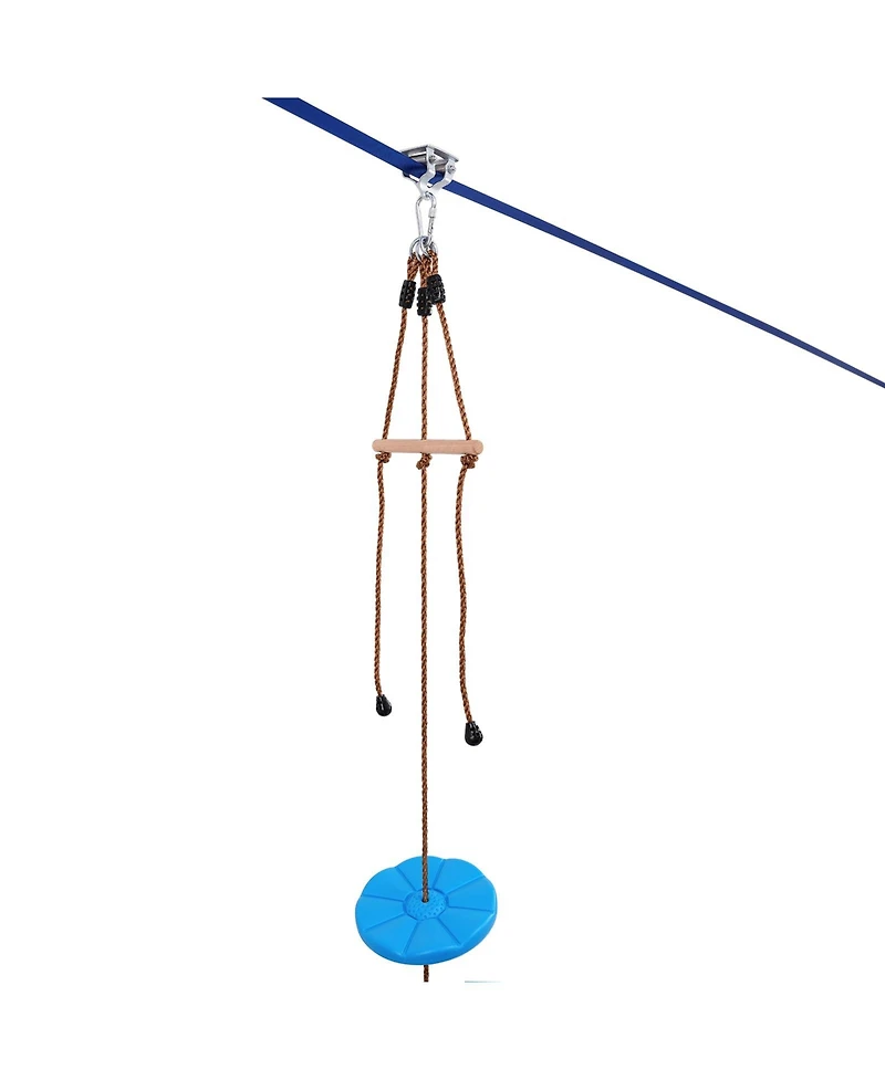 Hongge 52 ft Backyard Zip Line Kit Rated to 500 lbs with Nylon Safety Harness Seat and Handlebar