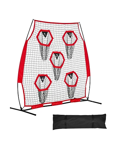 Hongge 6 x 6 ft Football Throwing Target Net with 5 Pockets Knotless Netting and Carry Case for Qb Accuracy Drills