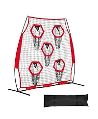 Hongge 6 x 6 ft Football Throwing Target Net with 5 Pockets Knotless Netting and Carry Case for Qb Accuracy Drills