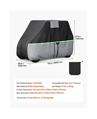 Hongge Full Coverage Golf Cart Cover for 4-Passenger Carts 600D Oxford with Pu Coating and Three Zipper Doors