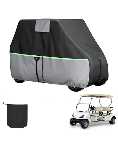 Hongge Full Coverage Golf Cart Cover for 4-Passenger Carts 600D Oxford with Pu Coating and Three Zipper Doors
