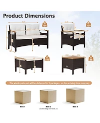 Slickblue 7-Piece Patio Furniture Set with Rattan Seating and Acacia Wood Table