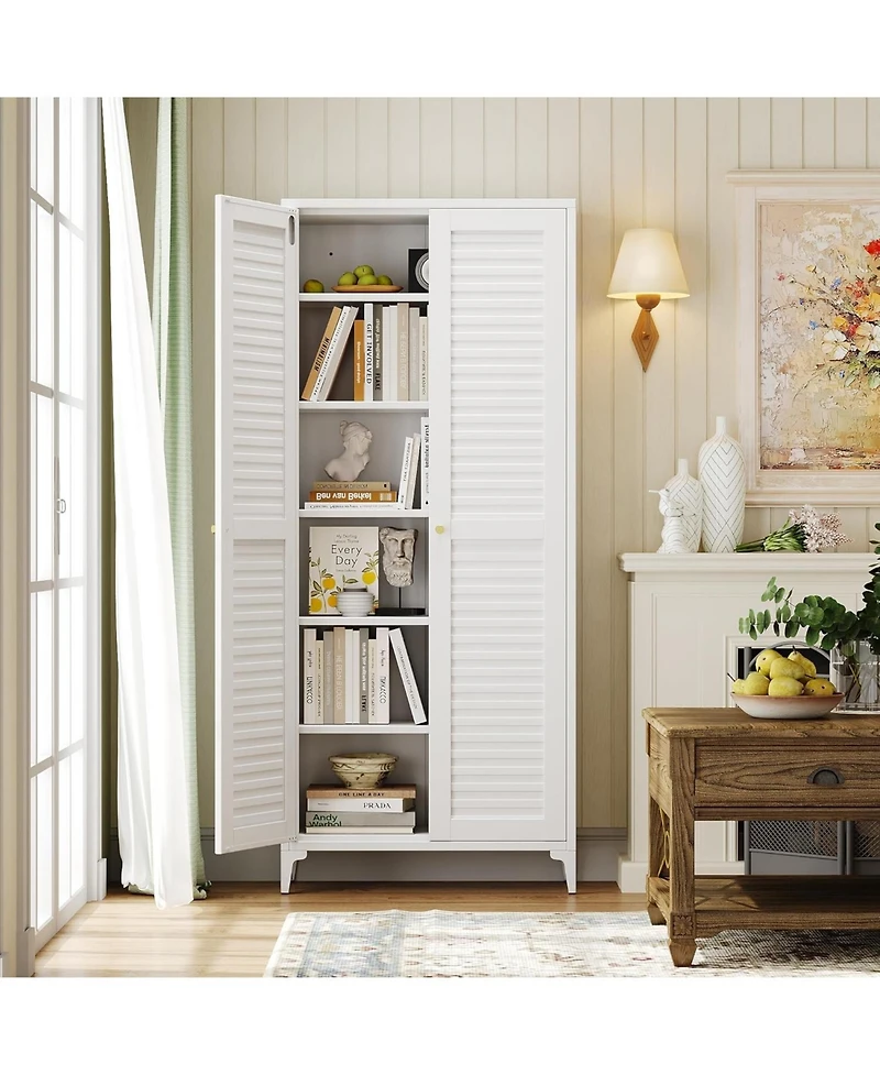 Boyel Living 74" Metal Kitchen Pantry Cabinet with Doors, Tall Storage Organizer with 5 Adjustable Shelves