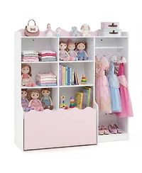 Hongge Kids Dress Up Closet Organizer with Six Storage Cubes