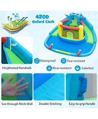 Hongge Dinosaur Inflatable Water Slide Bounce House with Double Slides and Splash Pool, Oxford Cloth, Holds 3 Players, Ages 3-10