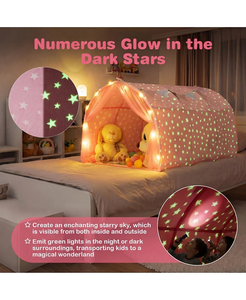Hongge Glow-in-the-Dark Stars String Lights 3-Piece Bed Tent, Ages 3+
