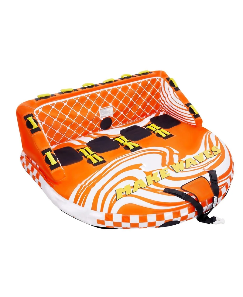 Hongge Towable Boat Tube for 1 to 4 Riders with Full Nylon Cover 22 Grab Handles and Dual Tow Points