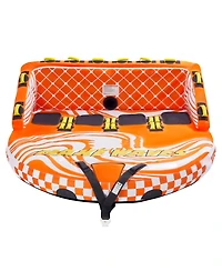 Hongge Towable Boat Tube for 1 to 4 Riders with Full Nylon Cover 22 Grab Handles and Dual Tow Points