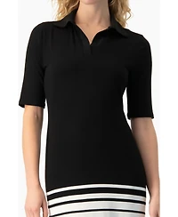 Ivonne Women's Ribbed-Knit Colorblock-Stripe Fitted Midi Dress