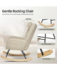 homfan Nursery Rocking Chair with Ottoman, Upholstered Glider High Backrest and Armchair for Adults,