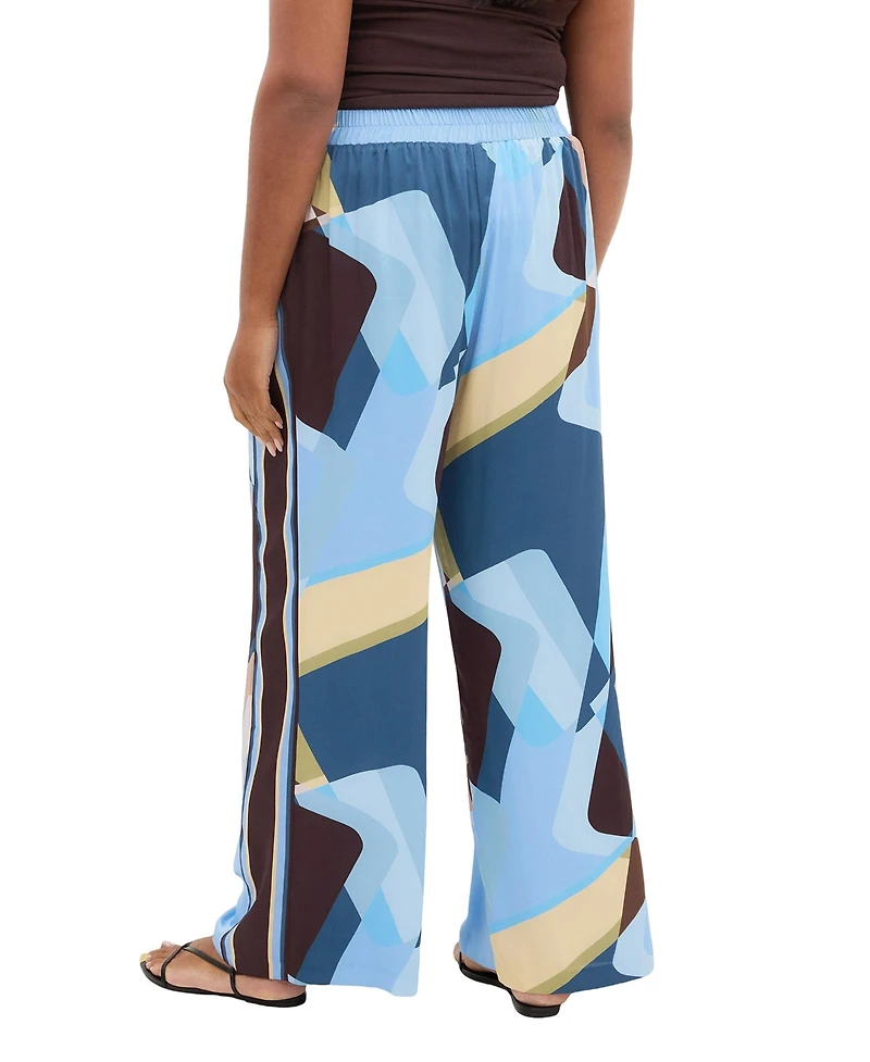 City Chic Plus Amaya Abstract Print Wide Leg Pant