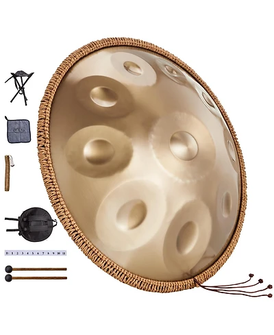Hongge 22 inches Steel Handpan Drum with 10 Notes in D Minor Tuning
