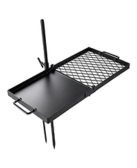 Hongge Heavy Duty Swivel Campfire Grill 24 inches with 360 Degree Rotation and Adjustable Height Grate and Griddle