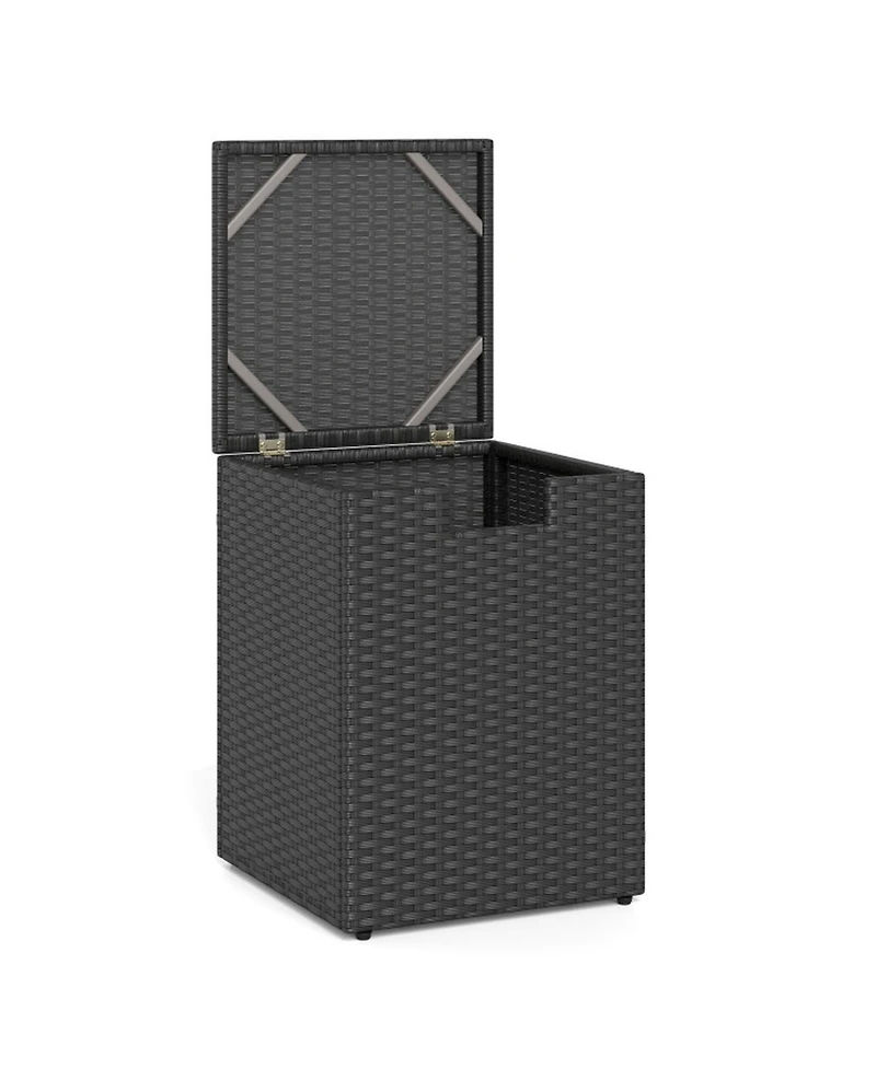 Gouun Rattan Propane Tank Cover Side Table with Flip-Top Lid