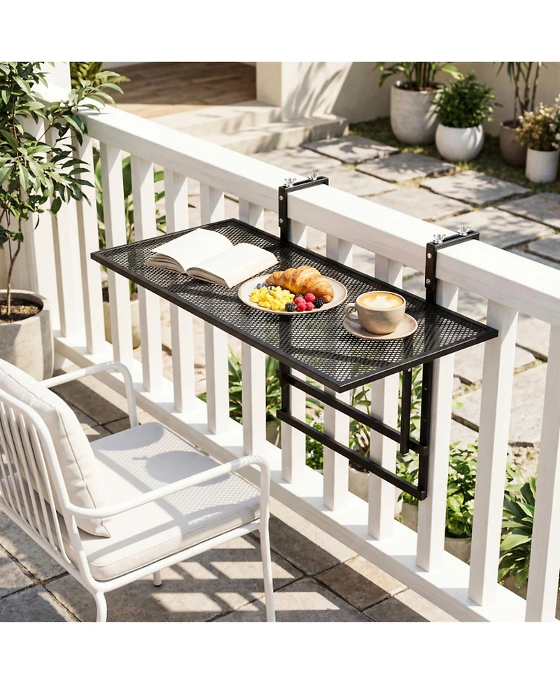 Gouun Folding Balcony Bar Table with 5-Position Adjustable Height
