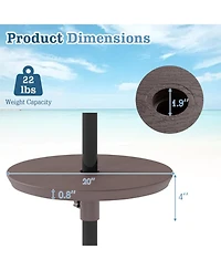 Gouun 20 in Clamp-On Adjustable Umbrella Tray Table for Patio Poles