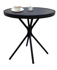Clihome 24in Round Tempered Glass Side Table, Metal Frame Indoor Outdoor End Table