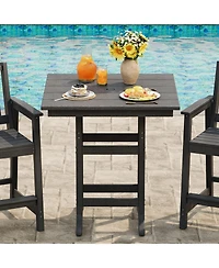 homfan 31.5" Square Hdpe Bar Table – 39.6" Tall Weatherproof Pub Table with 300 lb Capacity and Umbrella Hole