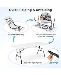 Sugift 6 Feet Plastic Fold-in-Half Camping Table