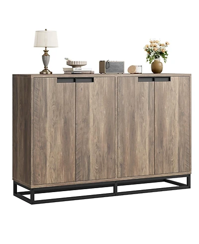 homfan Buffet Cabinet with Storage 55" Accent Sideboard with Adjustable Shelves and 4 Doors for Kitchen, Living Room, Dining Room