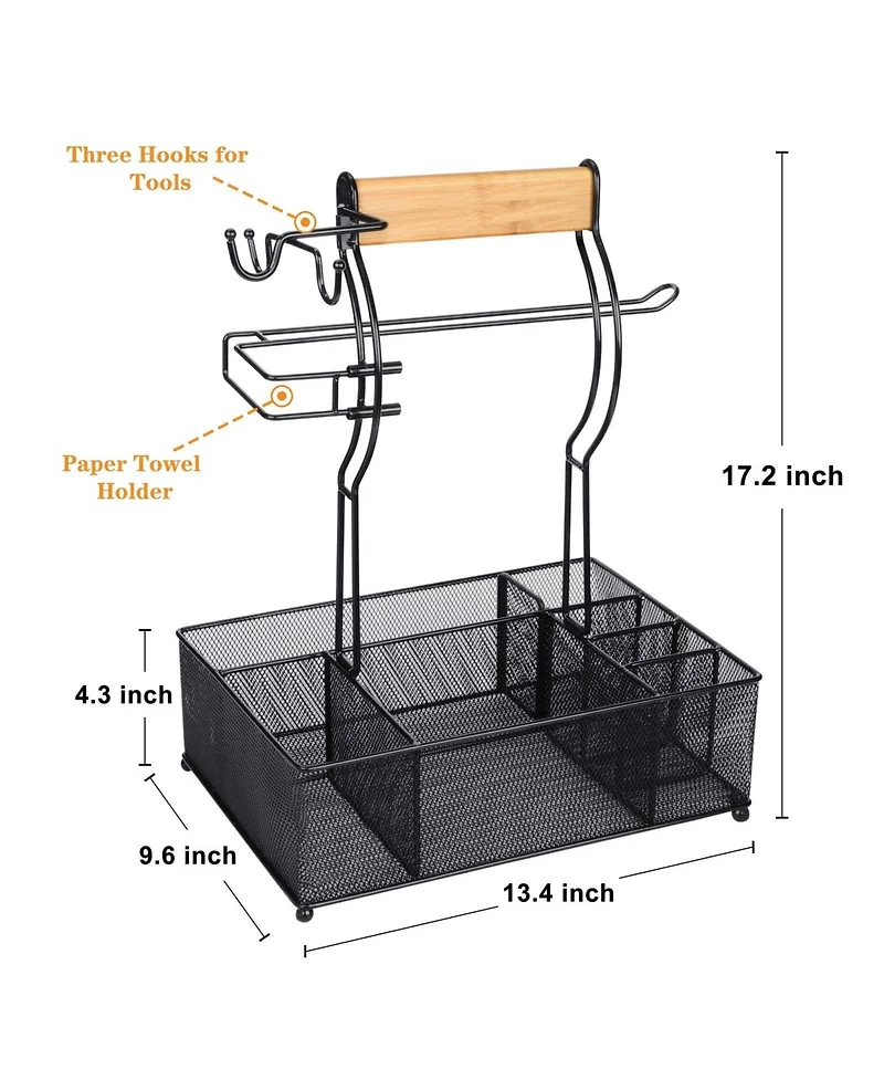 Piscifun Grill Caddy With Paper Towel Holder 7 Compartment Camping Bbq Organizer