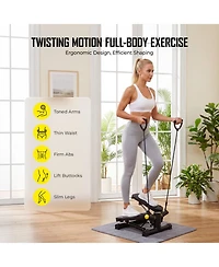 Sugift Mini Stair Stepper for Exercise with Resistance Bands Lcd Monitor 300 Lbs Hydraulic Fitness Stepper