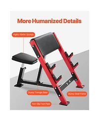 Hongge Adjustable Preacher Curl Bench 660 lbs Max Load Seated Bicep Station with Barbell Holders