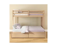Grain & Grove Bear Furniture Plywood Twin/Full Bunk with Underbed Storage Drawers