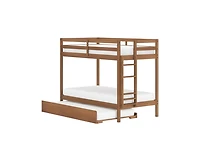 Grain & Grove Bear Plywood Twin/Twin With Trundle, Oak Embossed Pecan