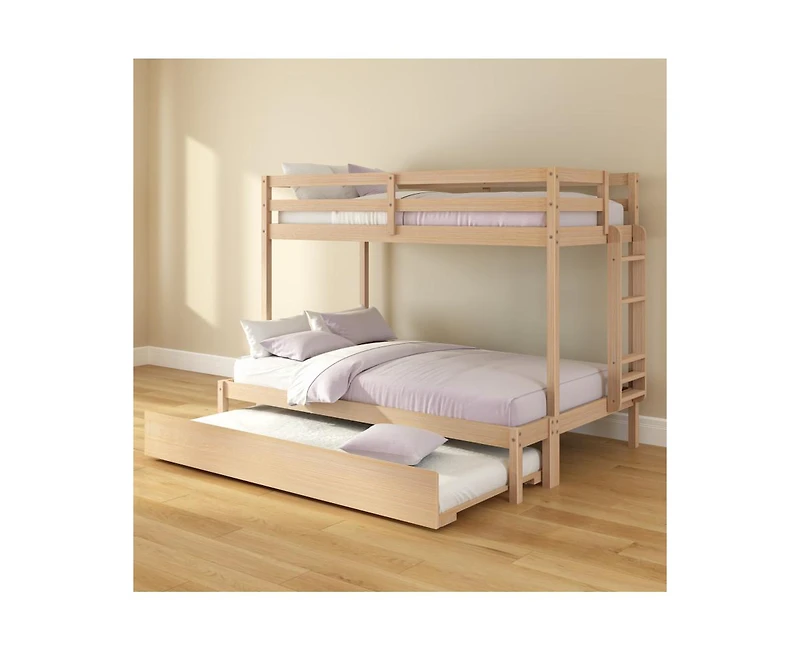 Grain & Grove Bear Plywood Twin/Full Bunk with Trundle