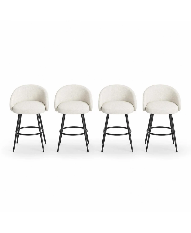 homfan Set of 4 360degree(s) Swivel Knit Counter Bar Stools with Back and Footrest, 25.4" Seat