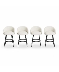 homfan Set of 4 360degree(s) Swivel Knit Counter Bar Stools with Back and Footrest, 25.4" Seat