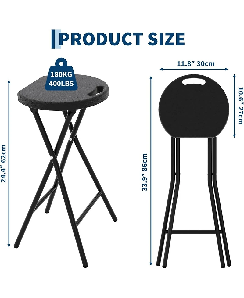 homfan -Pack 28" Tall Folding Stool with Handle, Safety Lock