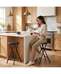 homfan 1-Pack 28" Tall Folding Stool with Handle, Safety Lock