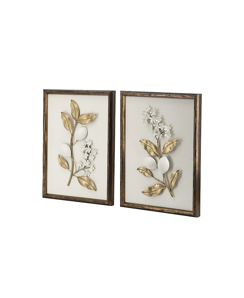 Laoties 13x17" Botanical Framed Iron Branch Wall Art, Set of 2